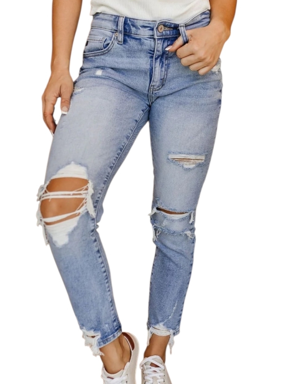 Lovervet By Vervet SZ 25 Mediun/Light Wash Distressed Blue Jeans